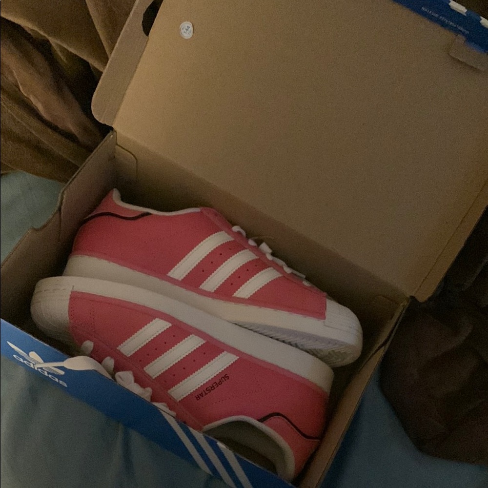 Adidas Pink and White Sneakers